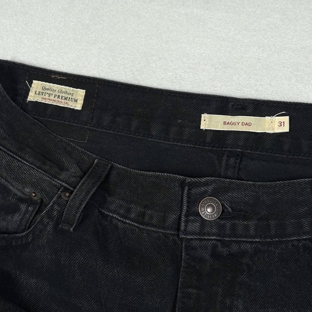 Levis Jeans Womens 31 Baggy Dad Wide Leg BIG E Premium Denim Relaxed Fit Black - Picture 4 of 15